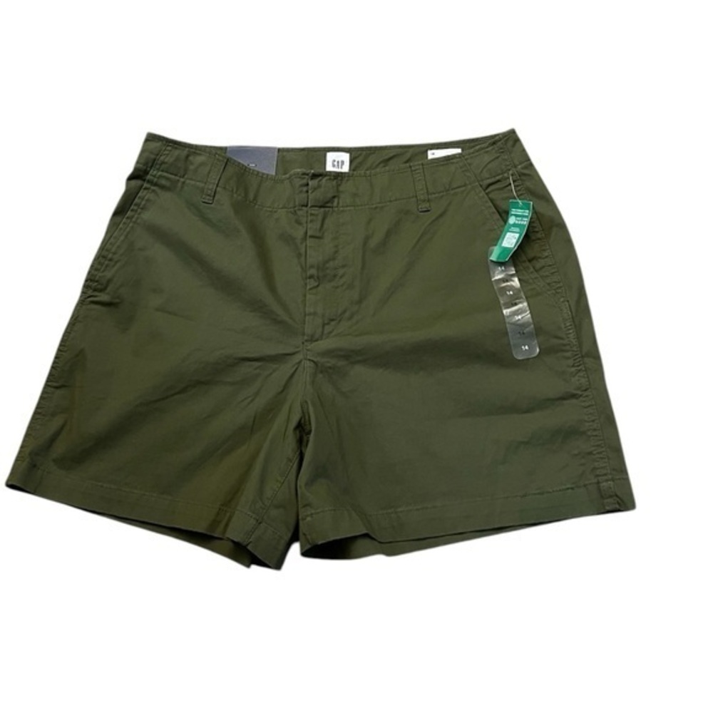 NWT! GAP Downtown Khaki Short, Olive Green, Stretch Midrise Easy, 5” Inseam, 14